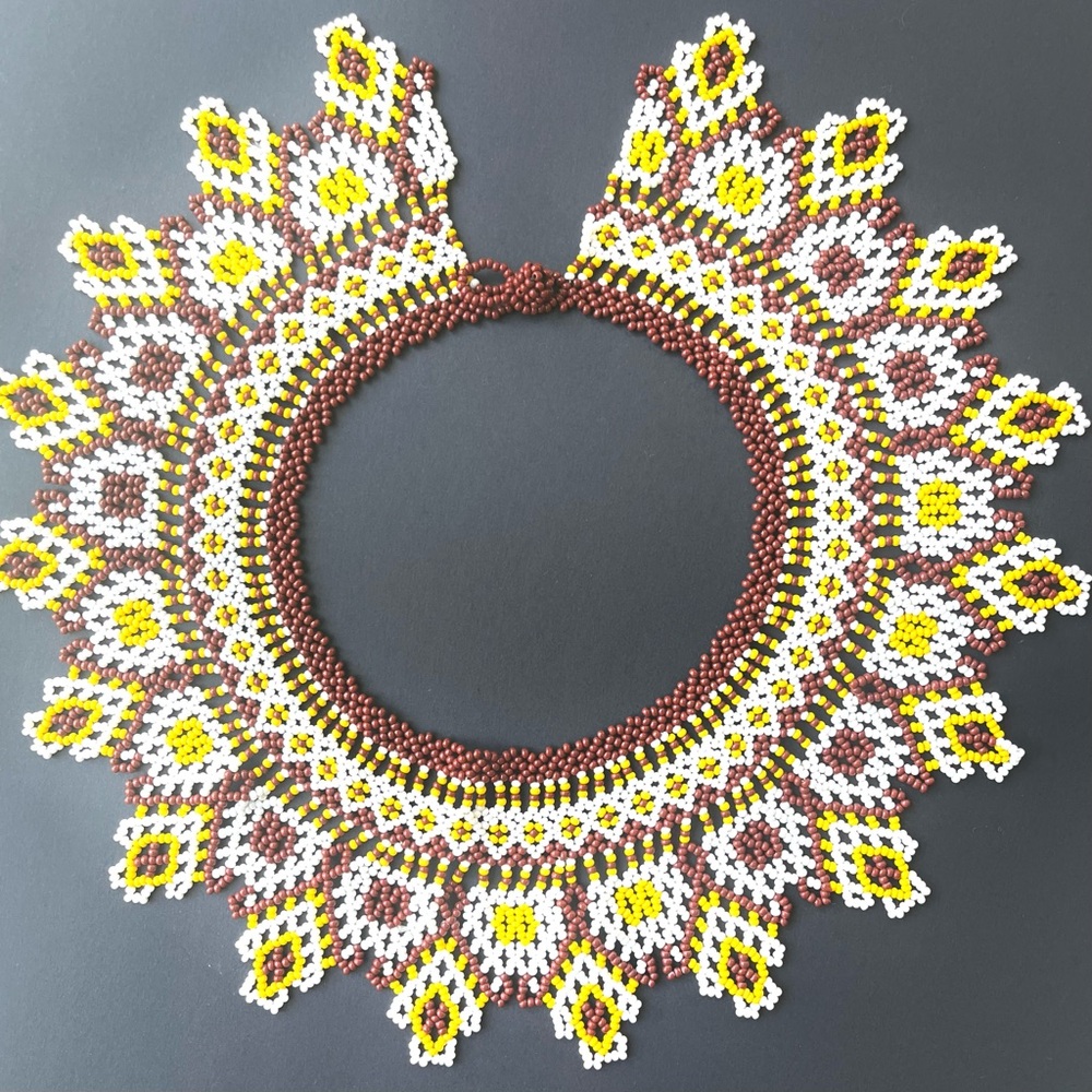 Ukrainian Silyanka Glass Seed Bead Collar Necklace Handmade